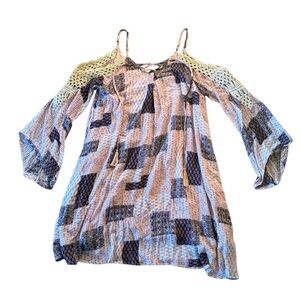 Kori America Cold Shoulder Crichet Top in Pink